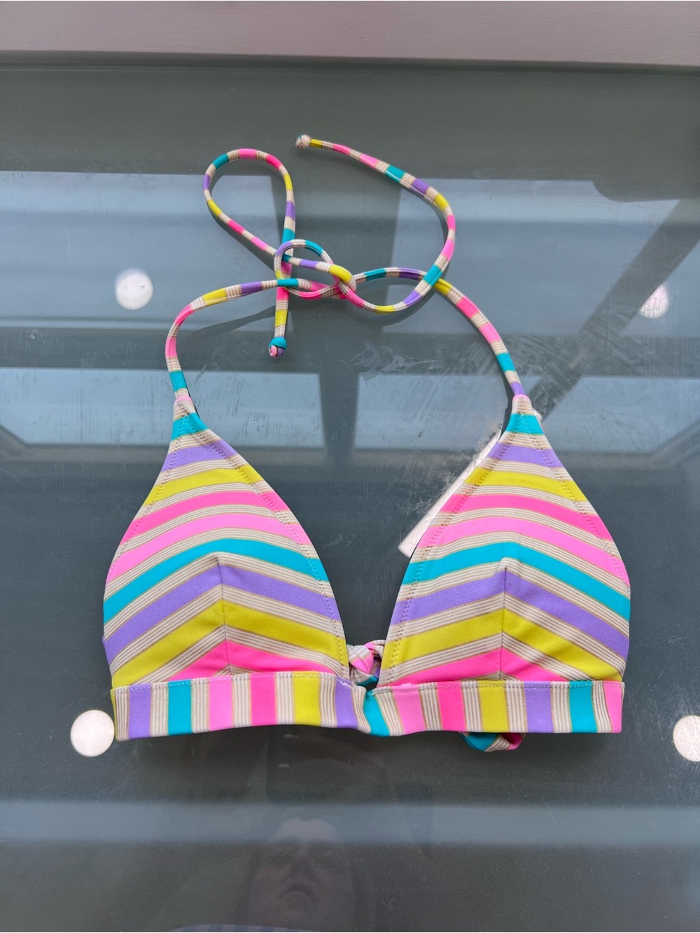 Victoria's Secret Kids Pastel Multistripe Triangle Bikini Top